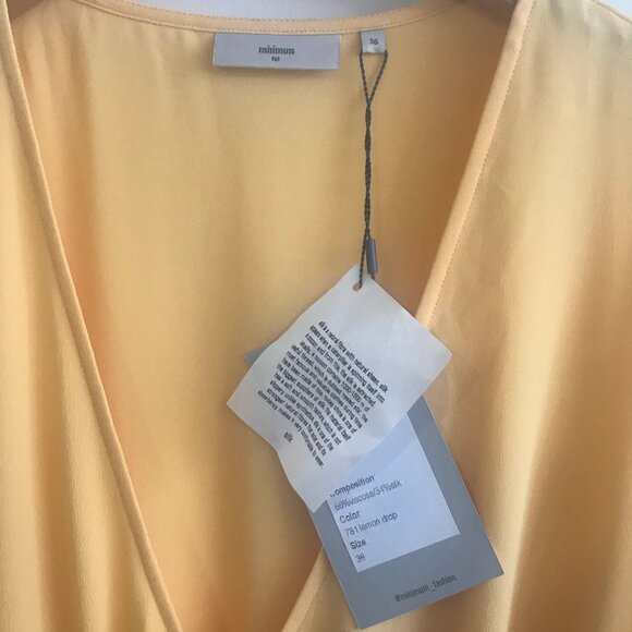 Minimum Drop Waist silk viscose dress yellow euro 36 / small NWT - Picture 3 of 10